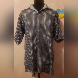 Striped Men's Shirt - Black and Tan